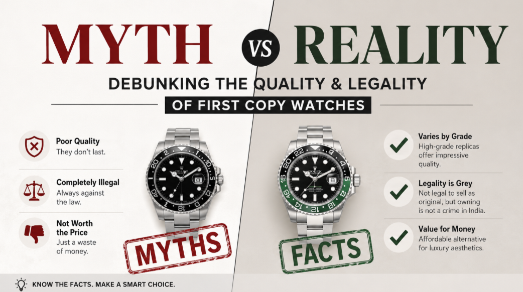 Myth Vs. Reality Debunking The Quality And Legality Of First Copy Watches